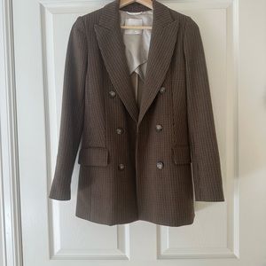 Aritzia Brown Double-Breasted Blazer